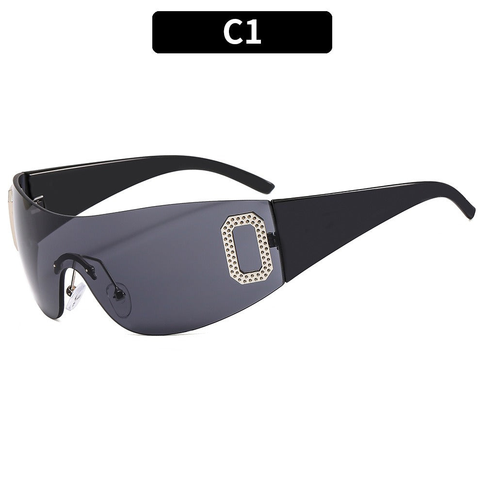 New Y2K Spice Girl Sunglasses Letter Integrated Sunvisor Sunglasses Women's Advanced Slimming Glasses