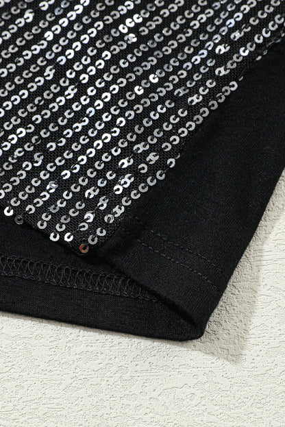 Top gris sin mangas con lentejuelas